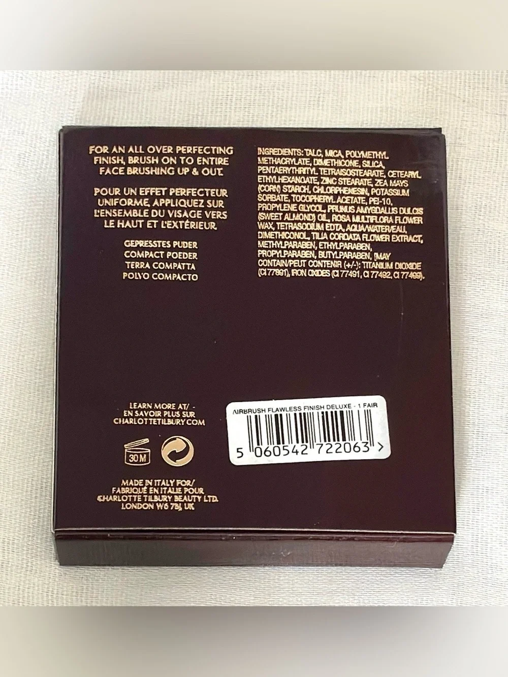Charlotte Tilbury Airbrush Flawless Finish Setting Powder: 1 Fair Full Size BNIB